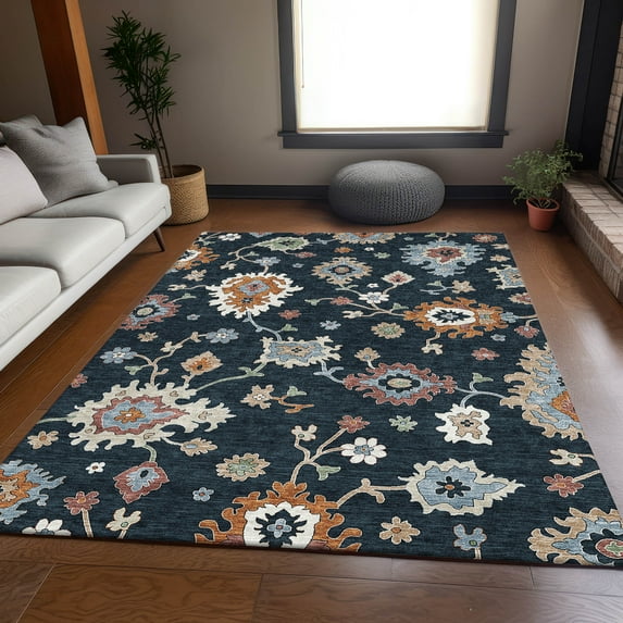 Addison Rugs Chantille Indoor/Outdoor Traditional Oushak Black Washable Rectangle Rug, 3' x 5'