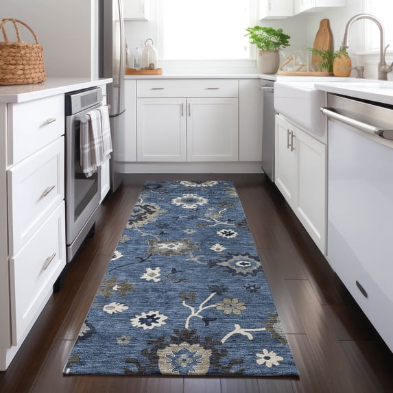 Addison Rugs Chantille Indoor/Outdoor Traditional Oushak Blue Washable Runner Rug, 2'3" x 7'6"