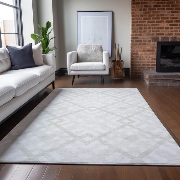 Addison Rugs Chantille Indoor/Outdoor Transitional Geometric Ivory Washable Rectangle Rug, 2'6" x 3'10"