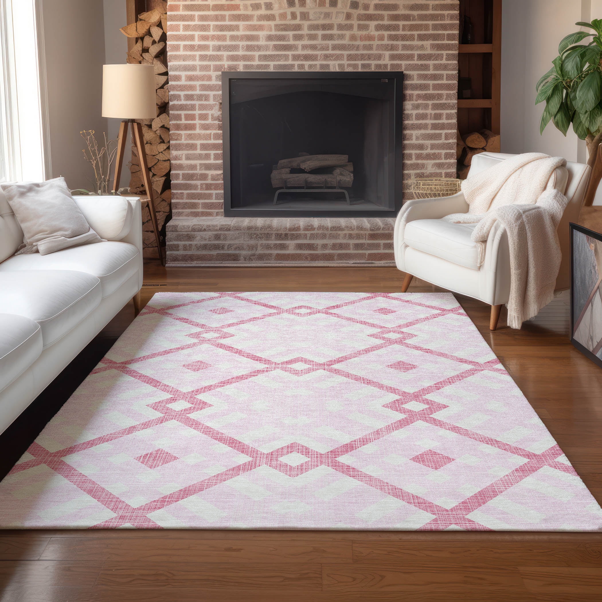 Addison Rugs Chantille Indoor/Outdoor Transitional Geometric Pink ...
