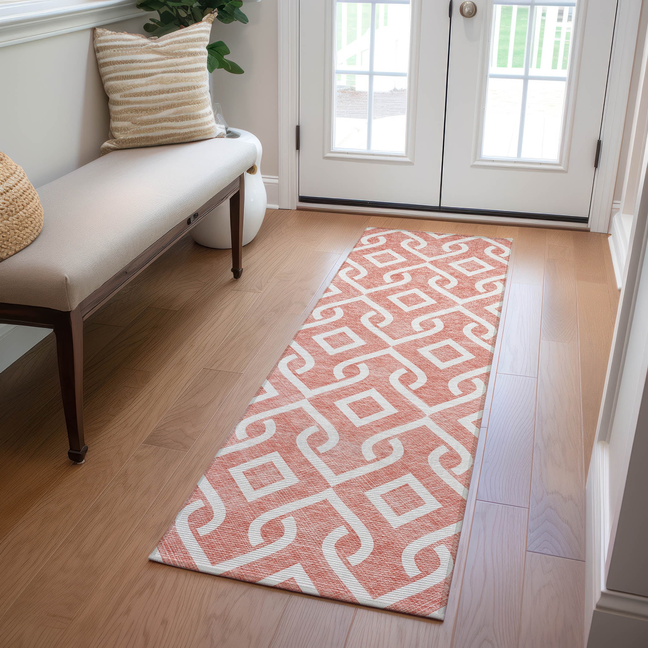 Addison Rugs Chantille Indoor/Outdoor Transitional Geometric Salmon ...