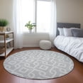 thumbnail image 1 of Addison Rugs Chantille Indoor/Outdoor Transitional Geometric Silver Washable Round Rug, 8' x 8', 1 of 6
