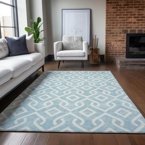 Addison Rugs Chantille Indoor/Outdoor Transitional Geometric Sky Washable Rectangle Rug, 10' x 14'