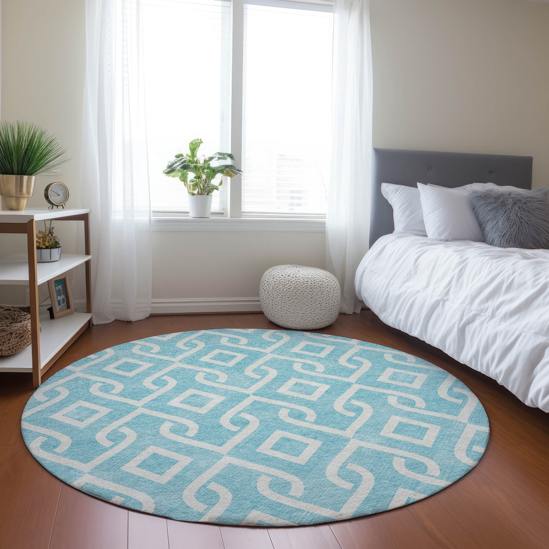 Addison Rugs Chantille Indoor/Outdoor Transitional Geometric Aqua ...
