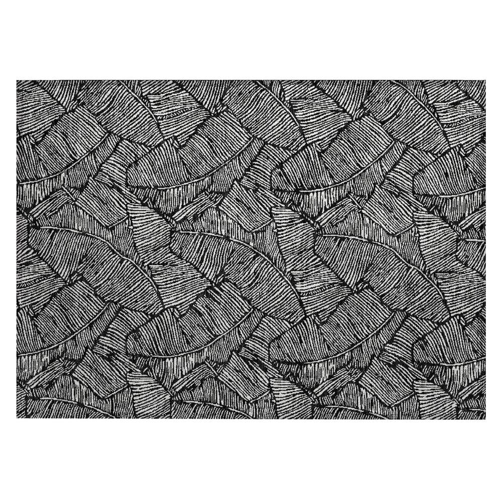 Black Tropical Palm Flat Woven Synthetic Rug 1'8" x 2'6"