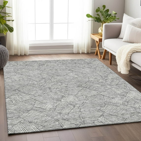 Addison Rugs Chantille Indoor/Outdoor Transitional Floral Gray Washable Rectangle Rug, 3' x 5'