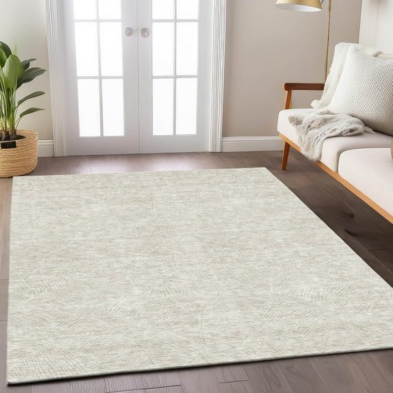 Addison Rugs Chantille Indoor/Outdoor Transitional Floral Ivory Washable Rectangle Rug, 5' x 7'6"