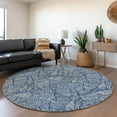 thumbnail image 1 of Addison Rugs Chantille Indoor/Outdoor Transitional Floral Navy Washable Round Rug, 8' x 8', 1 of 6