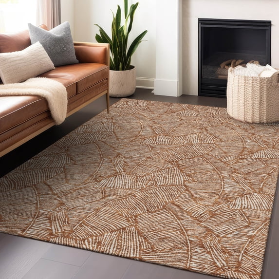 Addison Rugs Chantille Indoor/Outdoor Transitional Floral Paprika Washable Rectangle Rug, 2'6" x 3'10"