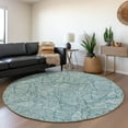thumbnail image 1 of Addison Rugs Chantille Indoor/Outdoor Transitional Floral Teal Washable Round Rug, 8' x 8', 1 of 6