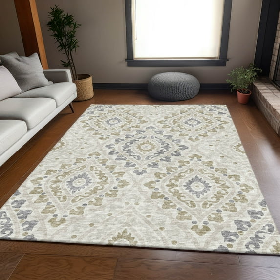 Addison Rugs Chantille Indoor/Outdoor Transitional Diamond Ivory Washable Rectangle Rug, 9' x 12'
