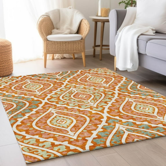Addison Rugs Chantille Indoor/Outdoor Transitional Diamond Orange Washable Rectangle Rug, 2'6" x 3'10"
