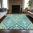 thumbnail image 1 of Addison Rugs Chantille Indoor/Outdoor Transitional Diamond Teal Washable Rectangle Rug, 9' x 12', 1 of 6