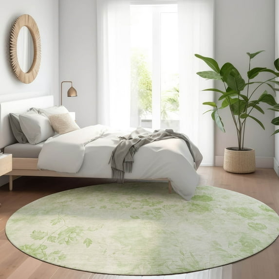 Addison Rugs Chantille Indoor/Outdoor Transitional Floral Aloe Washable Round Rug, 8' x 8'