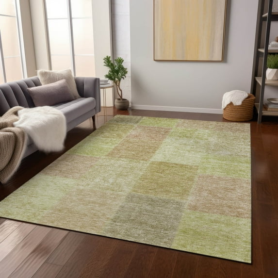 Addison Rugs Chantille Indoor/Outdoor Transitional Patchwork Aloe Washable Rectangle Rug, 2'6" x 3'10"