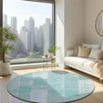 thumbnail image 1 of Addison Rugs Chantille Indoor/Outdoor Traditional Patchwork Aqua Washable Round Rug, 8' x 8', 1 of 6