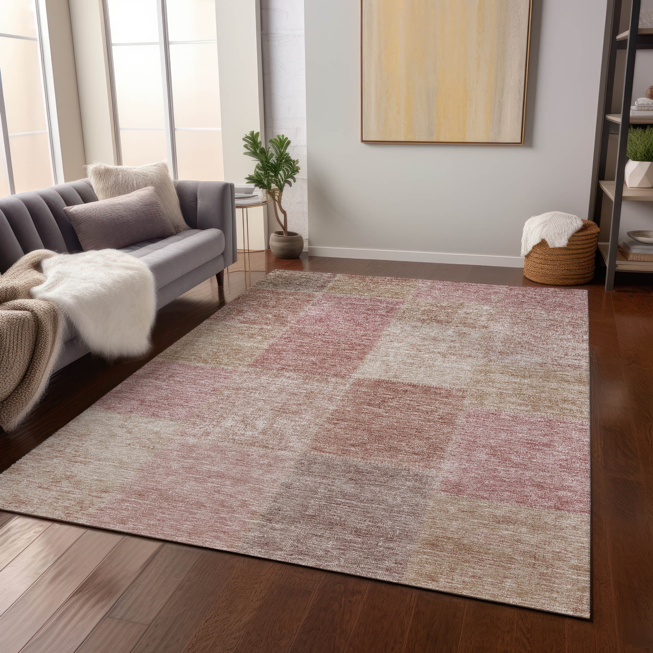 Addison Rugs Chantille Indoor/Outdoor Transitional Patchwork Blush ...