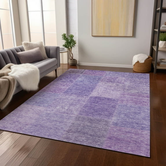Addison Rugs Chantille Indoor/Outdoor Transitional Patchwork Lavender Washable Rectangle Rug, 8' x 10'