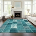 thumbnail image 1 of Addison Rugs Chantille Indoor/Outdoor Traditional Patchwork Teal Washable Rectangle Rug, 5' x 7'6", 1 of 6