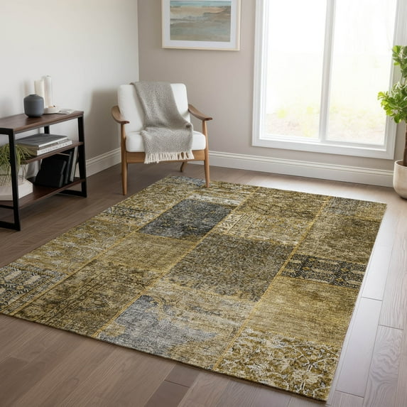 Addison Rugs Chantille Indoor/Outdoor Transitional Patchwork Brown Washable Rectangle Rug, 10' x 14'