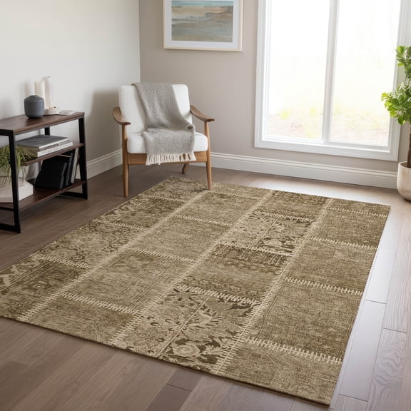 Addison Rugs Chantille Indoor/Outdoor Transitional Patchwork Brown Washable Rectangle Rug, 2'6" x 3'10"