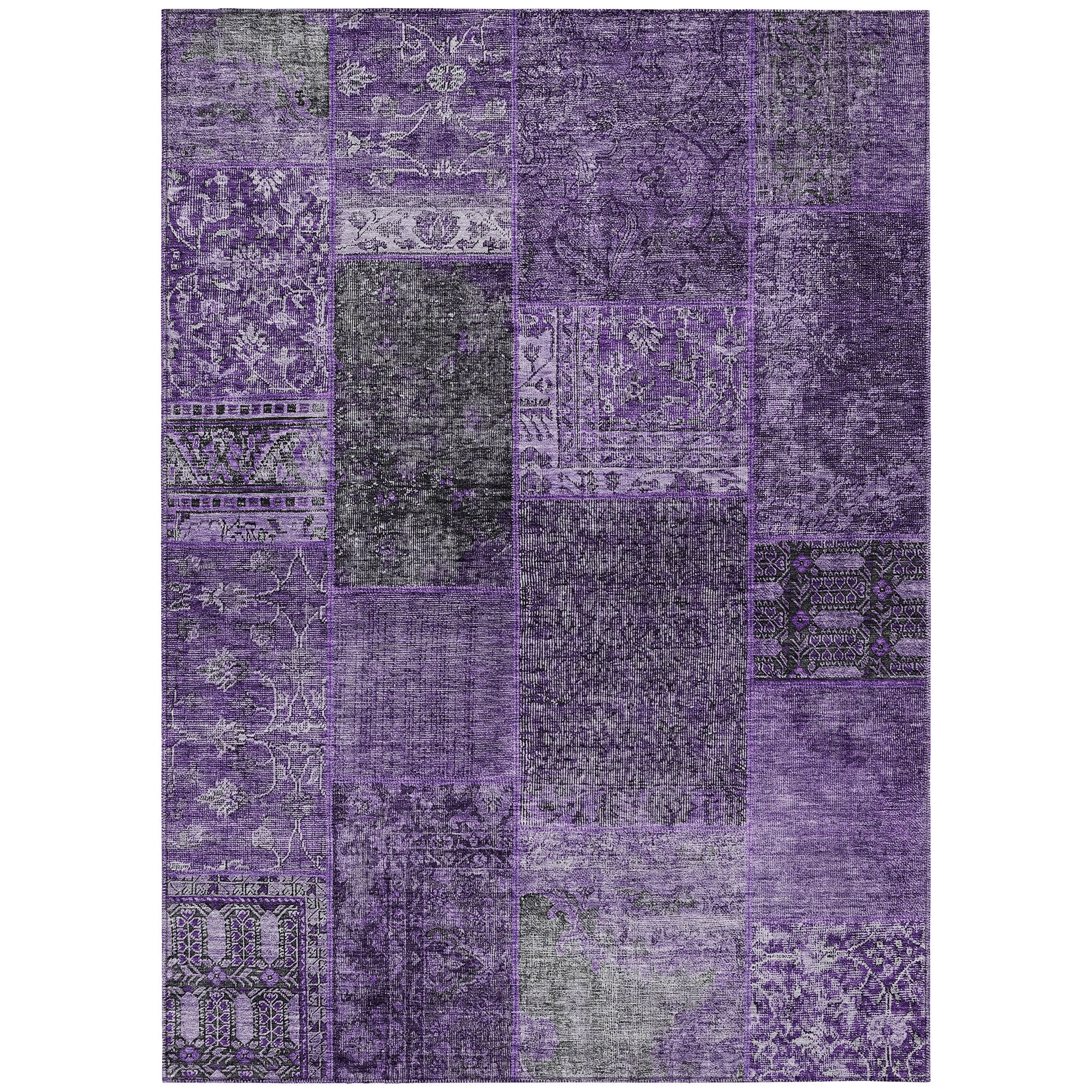 Eggplant Synthetic Flat Woven 3' x 5' Indoor Outdoor Rug