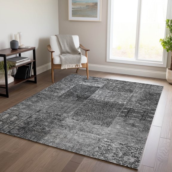 Addison Rugs Chantille Indoor/Outdoor Transitional Patchwork Gray Washable Rectangle Rug, 2'6" x 3'10"