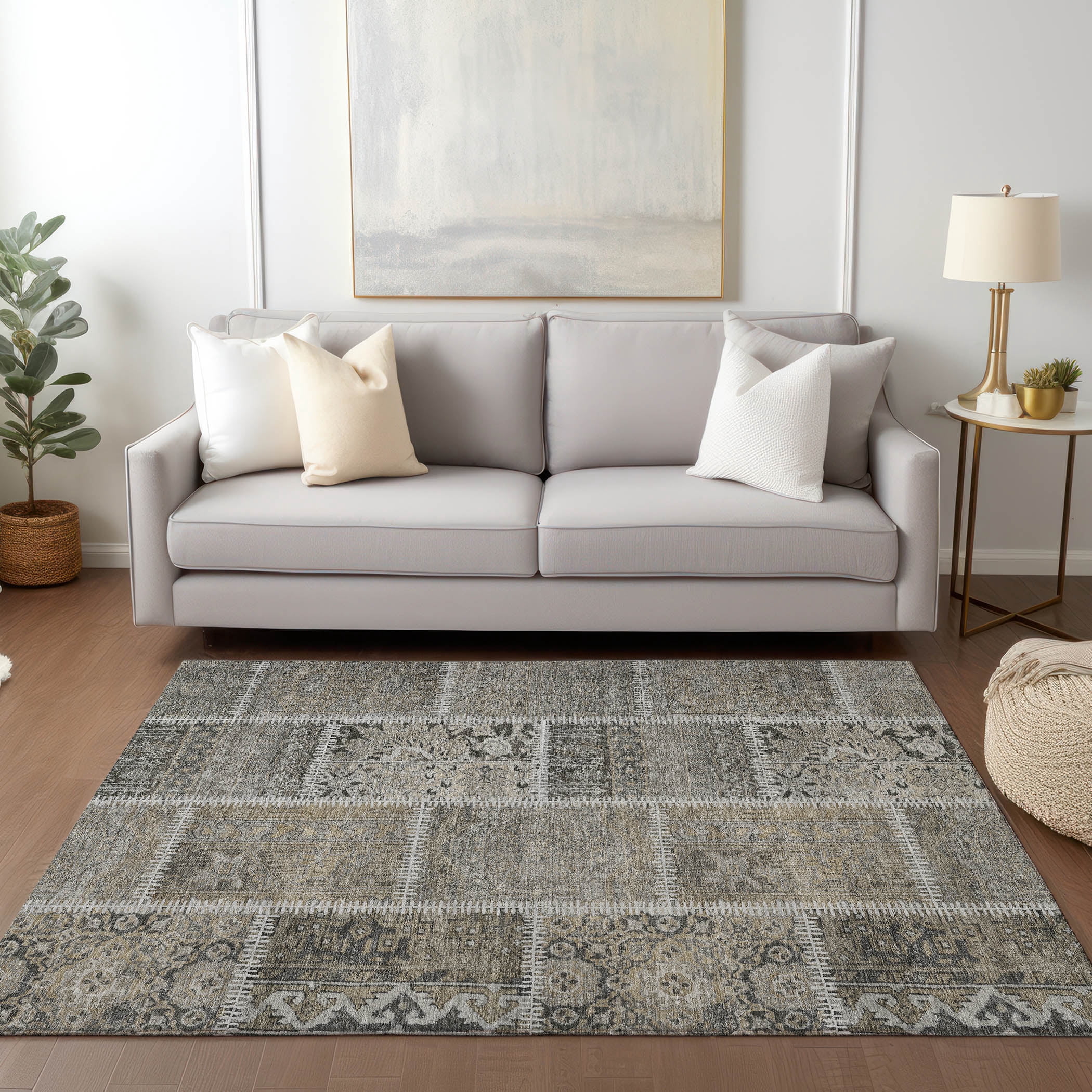 Dee Rugs Addison Rugs Chantille Indoor/Outdoor Transitional Patchwork Taupe ...