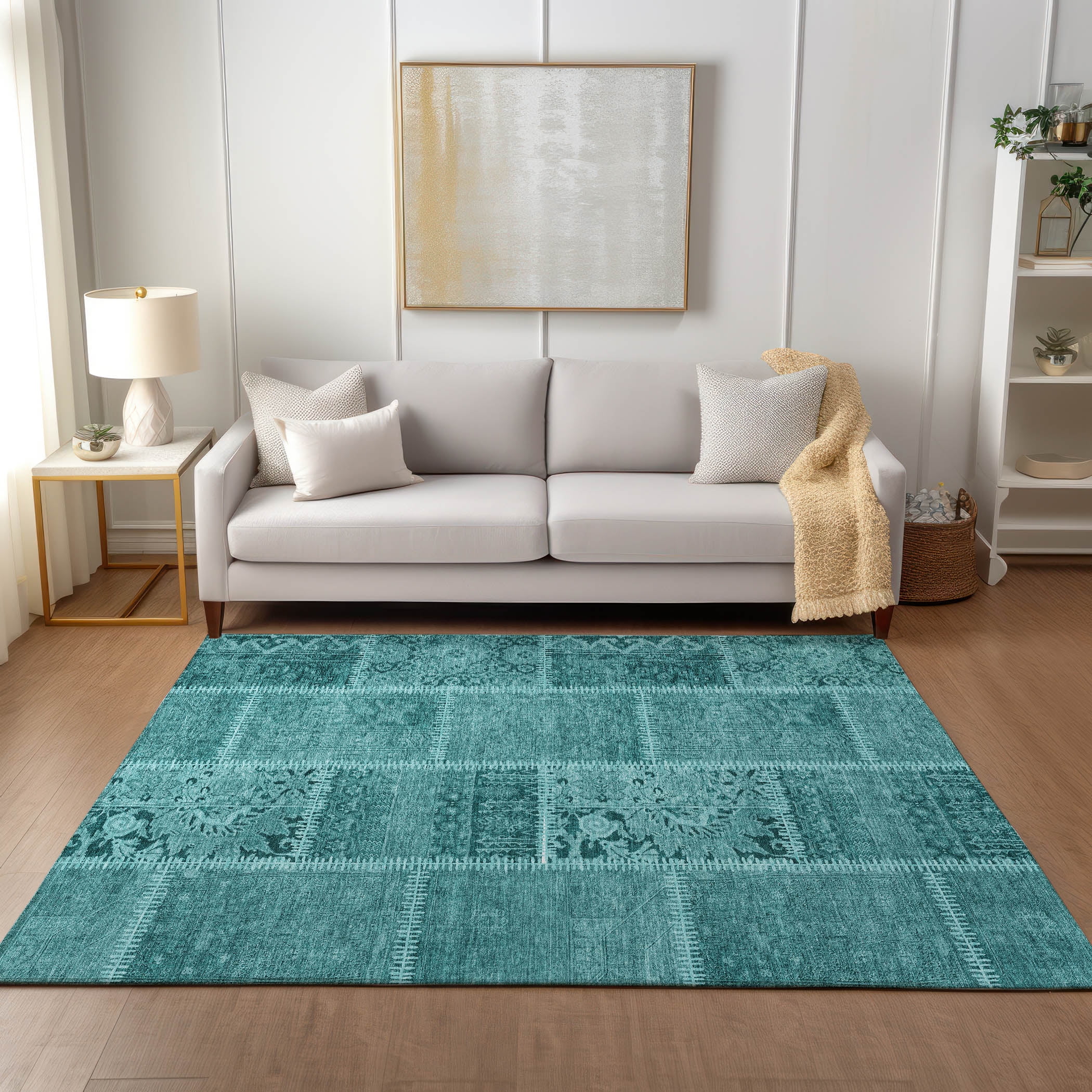 Addison Rugs Chantille Indoor/Outdoor Transitional Patchwork Turquoise ...
