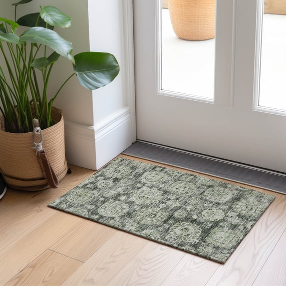 Addison Rugs Chantille Indoor/Outdoor Transitional Floral Aloe Washable Rectangle Rug, 1'8" x 2'6"