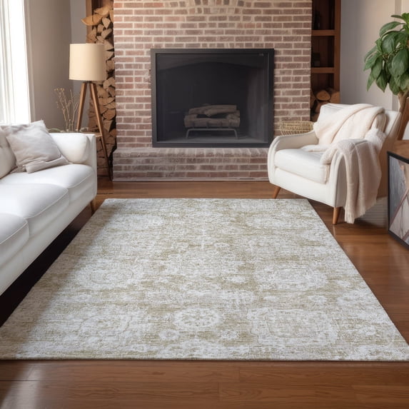 Addison Rugs Chantille Indoor/Outdoor Transitional Floral Beige Washable Rectangle Rug, 9' x 12'