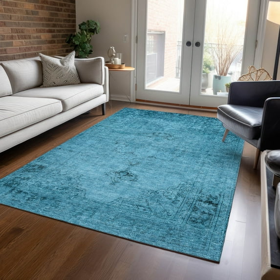 Addison Rugs Chantille Indoor/Outdoor Traditional Oriental Blue Washable Rectangle Rug, 2'6" x 3'10"