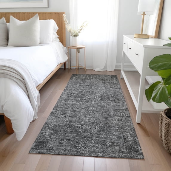 Addison Rugs Chantille Indoor/Outdoor Transitional Panel Charcoal Washable Runner Rug, 2'3" x 7'6"