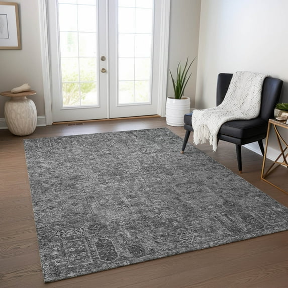 Addison Rugs Chantille Indoor/Outdoor Transitional Panel Charcoal Washable Rectangle Rug, 3' x 5'