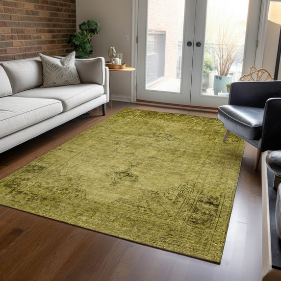 Addison Rugs Chantille Indoor/Outdoor Traditional Oriental Gold Washable Rectangle Rug, 2'6" x 3'10"