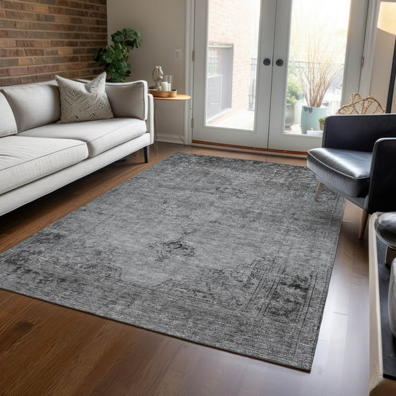Addison Rugs Chantille Indoor/Outdoor Traditional Oriental Gray Washable Rectangle Rug, 10' x 14'