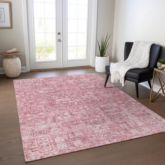 Addison Rugs Chantille Indoor/Outdoor Transitional Panel Pink Washable Rectangle Rug, 10' x 14'