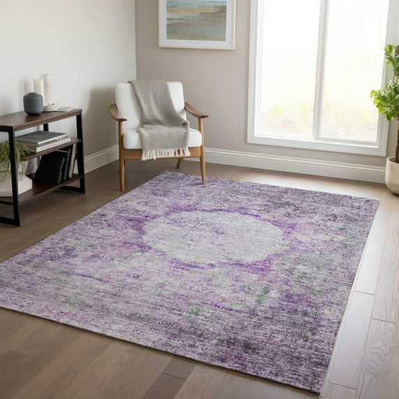 Addison Rugs Chantille Indoor/Outdoor Traditional Oriental Purple Washable Rectangle Rug, 10' x 14'