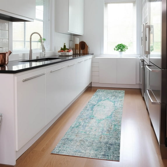 Addison Rugs Chantille Indoor/Outdoor Traditional Oriental Teal Washable Runner Rug, 2'3" x 7'6"