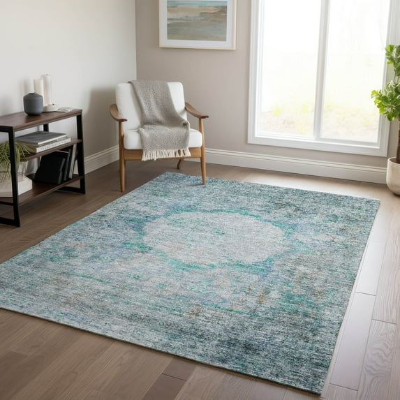 Addison Rugs Chantille Indoor/Outdoor Traditional Oriental Teal Washable Rectangle Rug, 2'6" x 3'10"