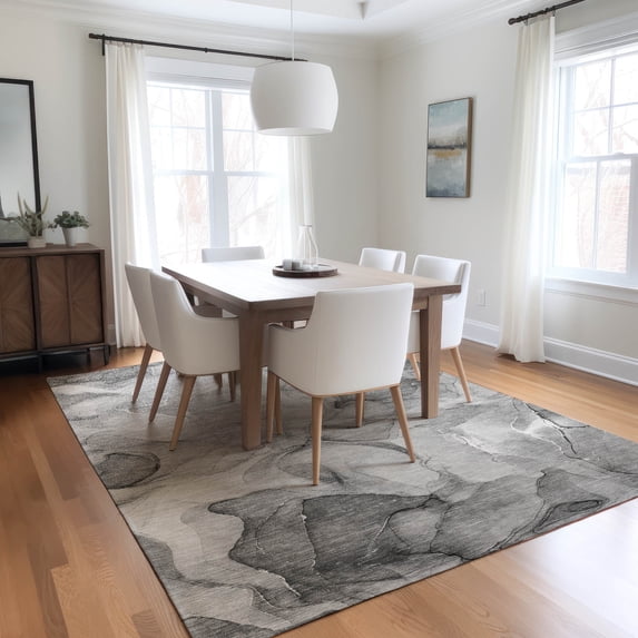 Addison Rugs Chantille Indoor/Outdoor Transitional Watercolors Gray Washable Rectangle Rug, 8' x 10'