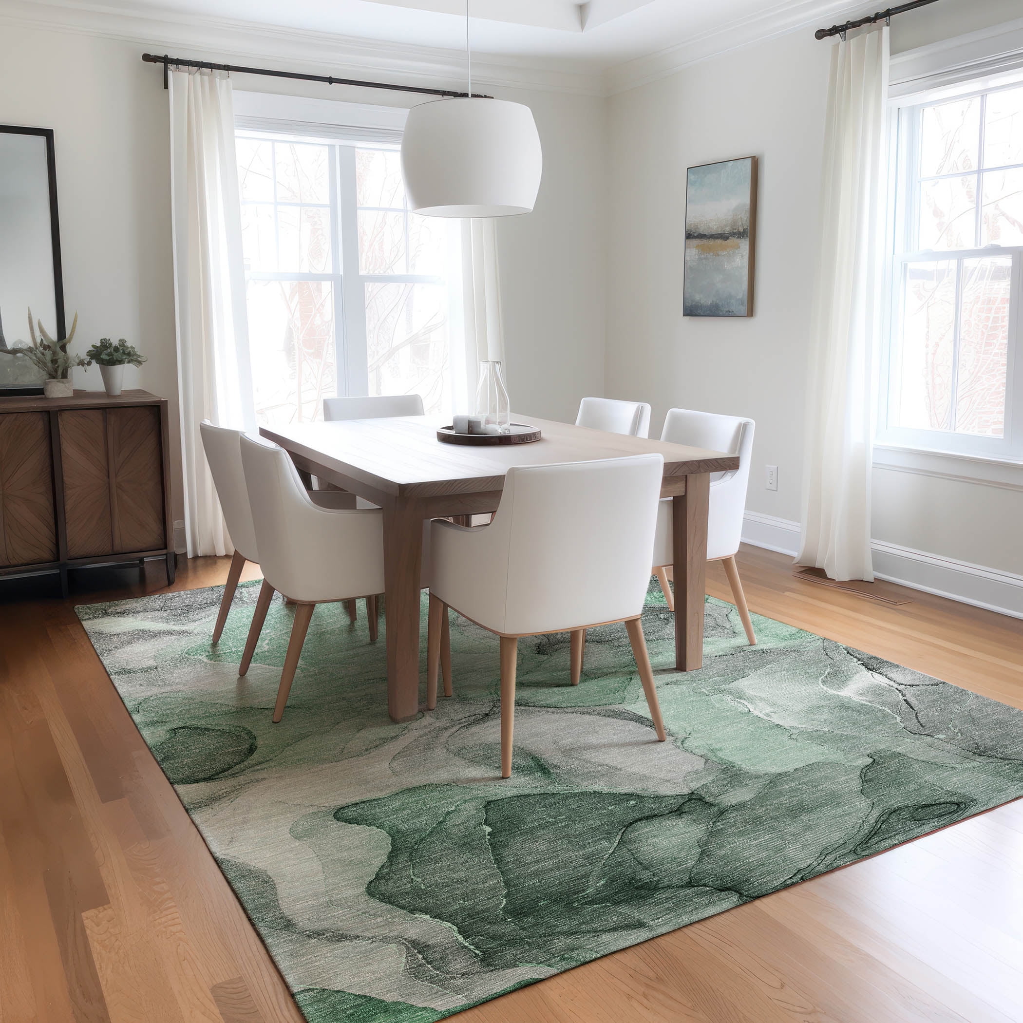 Addison Rugs Chantille Indoor/Outdoor Transitional Watercolors Green Washable Rectangle Rug, 10' x 14'
