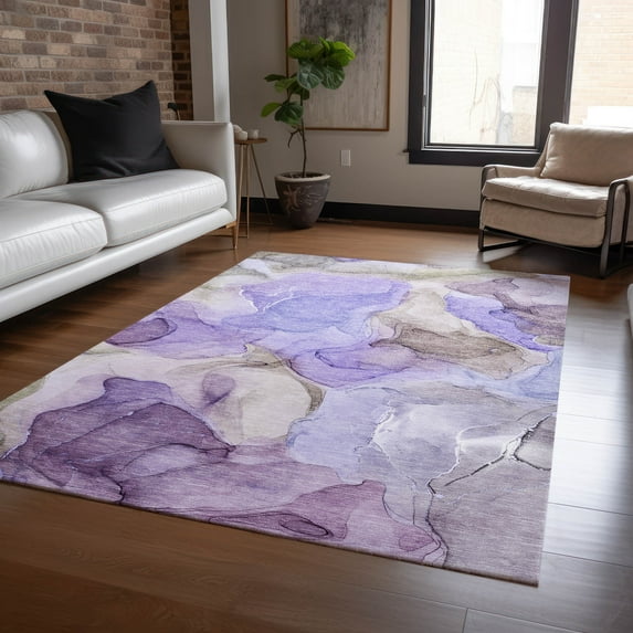 Addison Rugs Chantille Indoor/Outdoor Transitional Watercolors Purple Washable Rectangle Rug, 2'6" x 3'10"