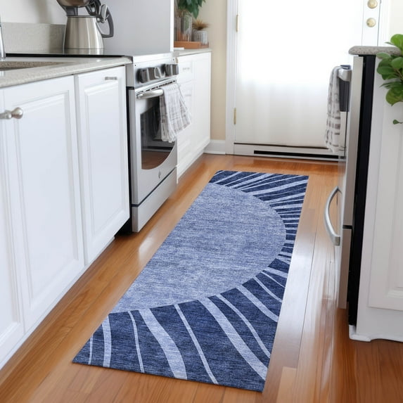 Addison Rugs Chantille Indoor/Outdoor Transitional Abstract Navy Washable Runner Rug, 2'3" x 7'6"