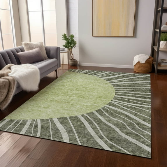 Addison Rugs Chantille Indoor/Outdoor Transitional Abstract Olive Washable Rectangle Rug, 2'6" x 3'10"