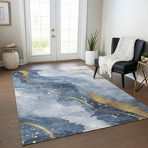 Addison Rugs Chantille Indoor/Outdoor Transitional Waves Blue Washable Rectangle Rug, 10' x 14'