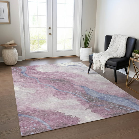 Addison Rugs Chantille Indoor/Outdoor Transitional Waves Mauve Washable Rectangle Rug, 10' x 14'