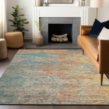 Addison Rugs Chantille Indoor/Outdoor Transitional Abstract Teal Washable Rectangle Rug, 10' x 14'