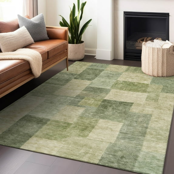 Addison Rugs Chantille Indoor/Outdoor Transitional Geometric Aloe Washable Rectangle Rug, 5' x 7'6"