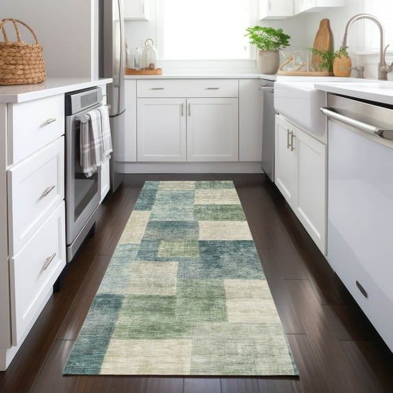 Addison Rugs Chantille Indoor/Outdoor Transitional Geometric Seafoam Washable Runner Rug, 2'3" x 7'6"